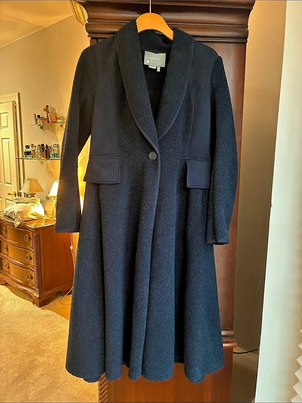 Anthropologie Wool boucle coat in dark Navy blue Size 4; Like New💙